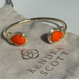 Kendra Scott Gold Open Cuff Bracelet with Bright Orange Stones